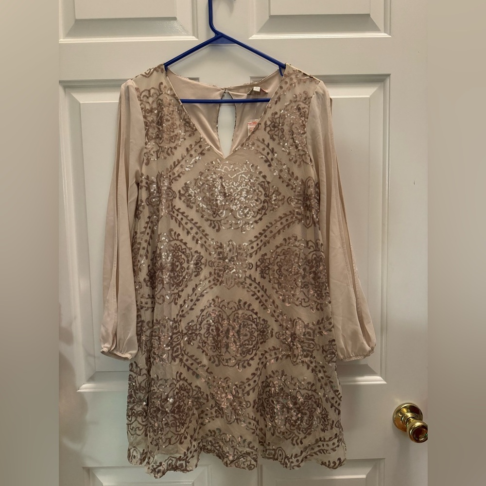 GB babydoll gold sequin dress